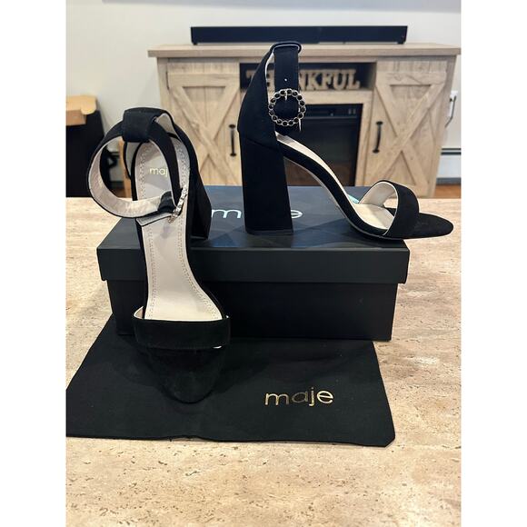 NEW Maje Faria Strappy Pumps in Black Suede size 38 / 7.5 - Picture 3 of 9